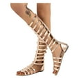 thumbnail image 3 of Gladiator Sandals for Womens Knee High Flat Sandals Roman Shoes with Open Toe Lace Up Criss Cross Strappy Sandals for Women, 3 of 4