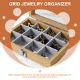 Masteelf Wood Multi Grid Jewelry Box with Clear Lid Compartment Jewelry