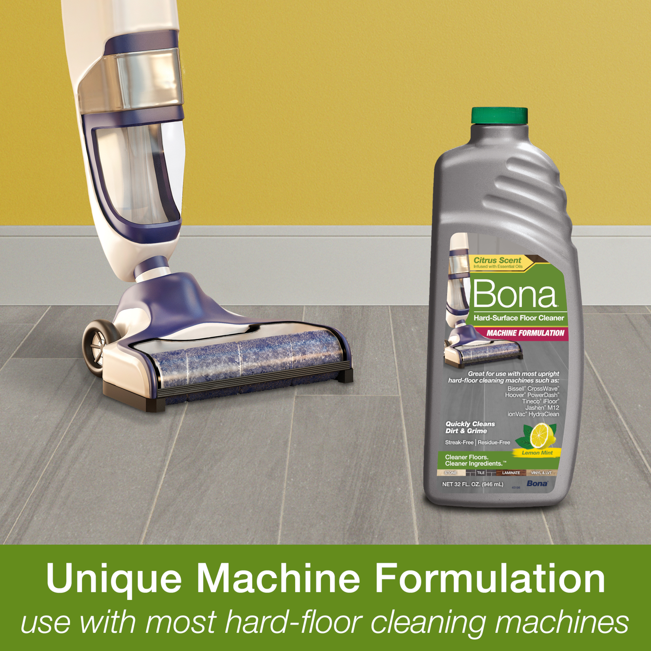 Bona Machine Concentrate Refill for Hard-Surface Flooring, Lemon Mint Scent, 32 Fluid Ounces - image 3 of 12