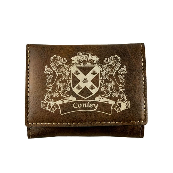 Conley Irish Coat of Arms Rustic Leather Wallet