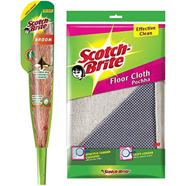 ScotchBrite Plastic Broom And Floor Cloth Cleaning Kit