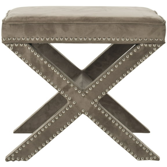 SAFAVIEH Palmer Transitional Cross Leg Upholstered Ottoman, Mushroom Taupe