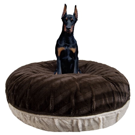 Bessie and Barnie Signature Natural Beauty / Godiva Brown Luxury Extra Plush Faux Fur Bagel Pet/ Dog Bed