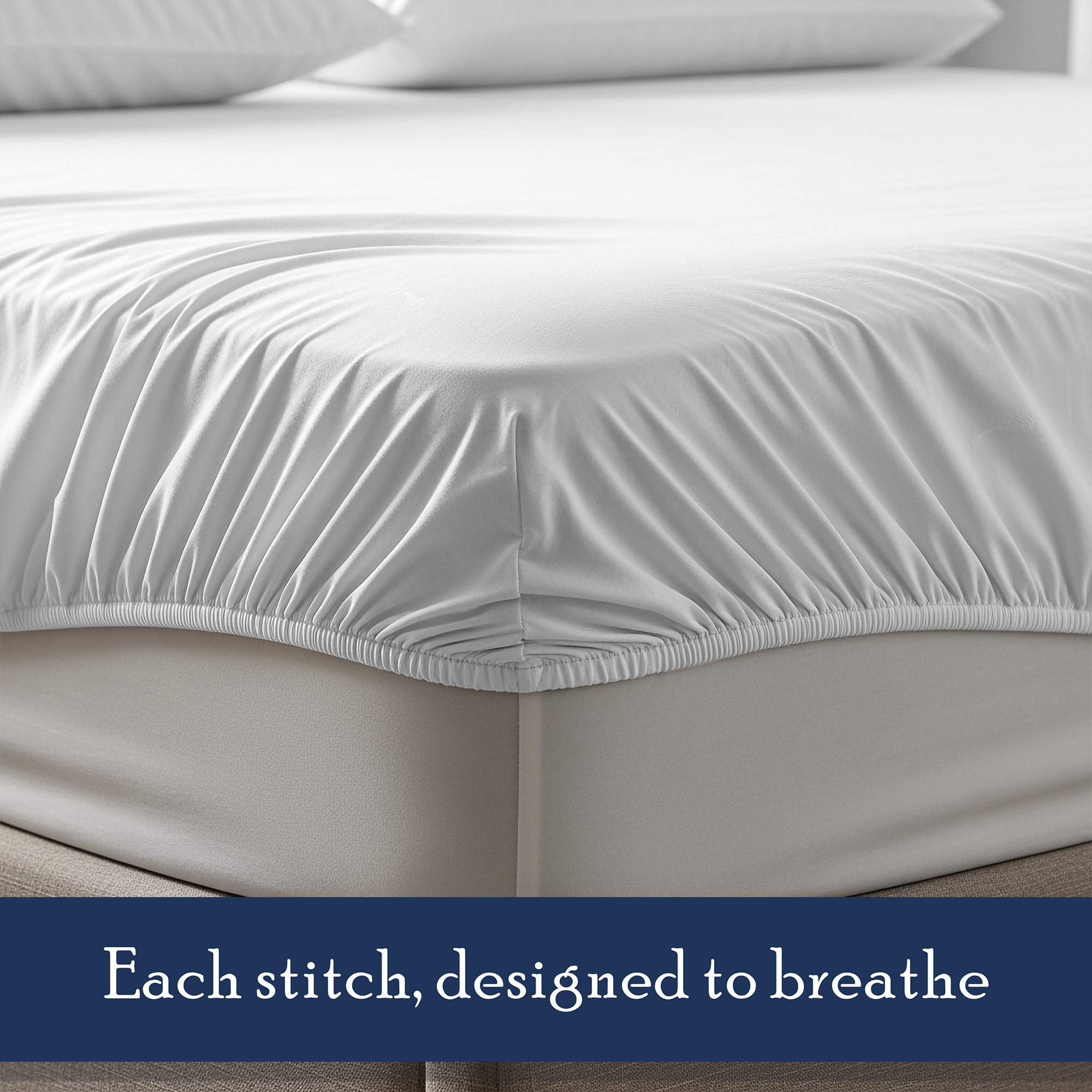 Color Sense 100% Cotton Percale Twin Fitted Sheet, White photo 4