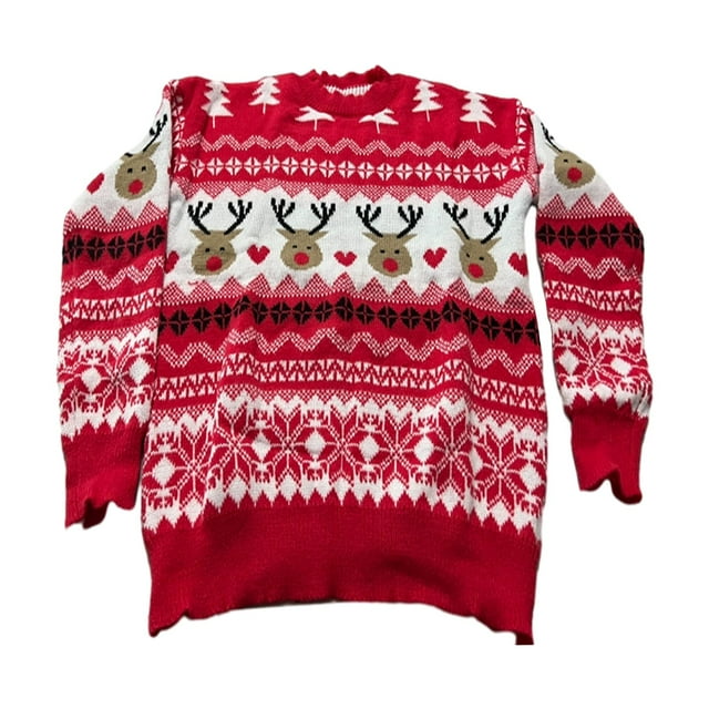 Suéter navideño de alce, ropa de punto con patrón de alce, tops para niñas, transpirable M