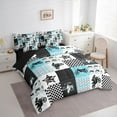 thumbnail image 3 of Feelyou Extreme Motorcycle Sport Twin Bedding Sets 7-Piece, Stripes Checkered Buffalo Bedding Comforter Set, Teens Kids Boys Girls Reversible Sheet Sets, Super Cozy Room Decor, 3 of 7