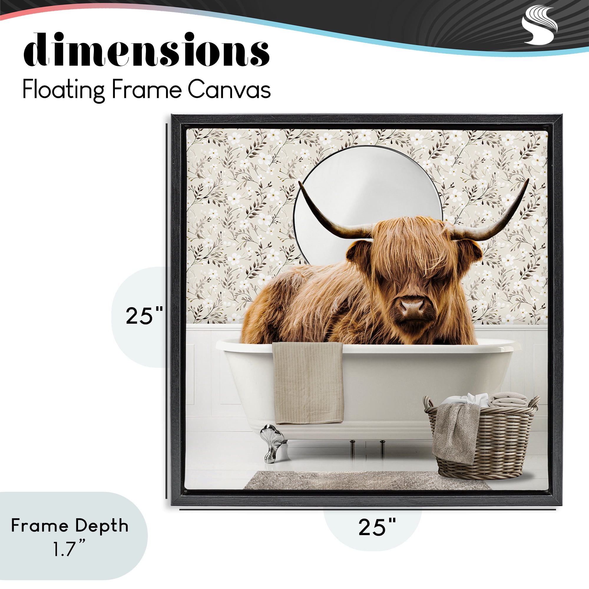 Stupell Industries Cottage Cattle Bath Time Black Framed Floater Canvas Wall Art, design by CAD Designs