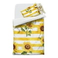 thumbnail image 2 of Sunflowers on Yellow Stripes Duvet Cover and Pillowcase Set for Single Bedding, Bedroom Accessories for Kids Teens, 2 of 5