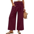 thumbnail image 2 of GUACER Wide Leg Pants for Women Elastic Waist Pleated Textured Trousers with Pockets Casual Loose Fit Pants, 2 of 7