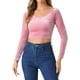 thumbnail image 1 of INSPIRAR CHIC Blusas Cortas de Terciopelo de Manga Larga Off Shoulder S Rosa, 1 of 6