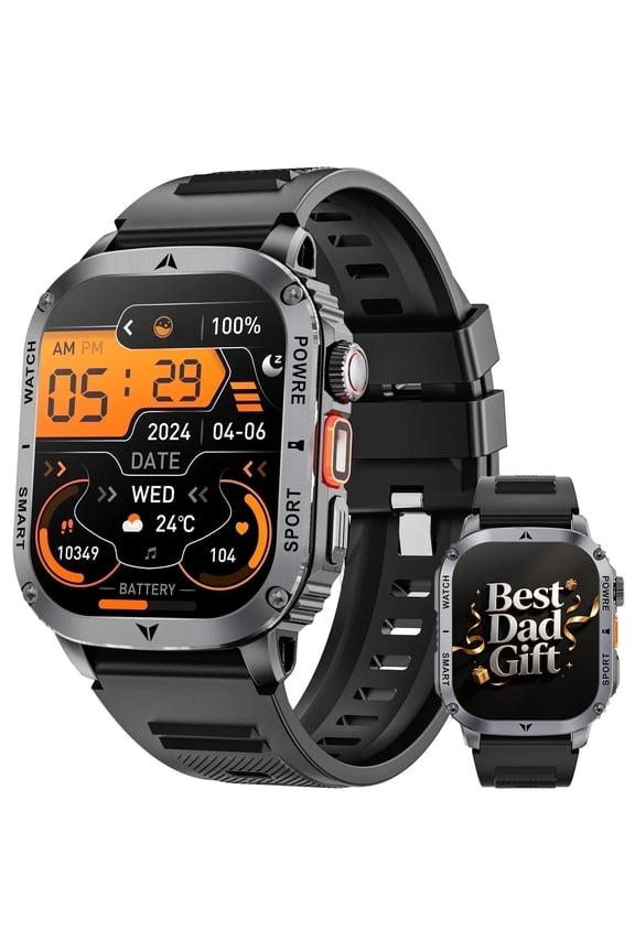 2.01-inch Military Smart Watches for Men with IP68 Waterproof/Answer/Make Calls/100+ Sport Modes, Outdoor Sports Fitness Tracker Watch fits for Android and Iphone Devices (Black)