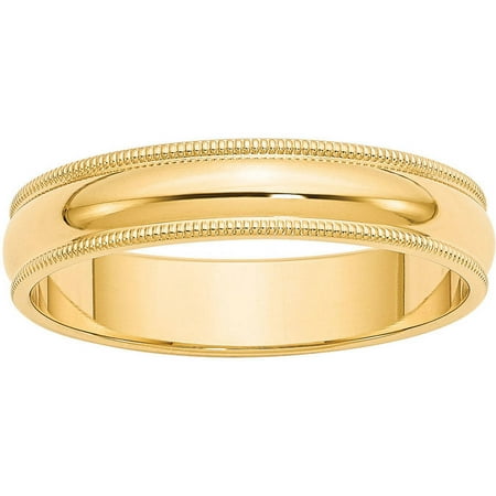 - 14k 5mm Milgrain Half-Round Wedding Band
