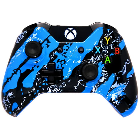 Blue Splatter Xbox One Modded Controller for ALL Games, Including COD, Halo, BF1, Gears etc, by Midnight