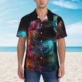 thumbnail image 2 of Fotbe Neon Spectrum Cat Portrait Camisa Hawaiana para Hombre Unisex – Camisa Casual de Verano con Botones de Manga Corta de Algodón y Lino,Large, 2 of 7