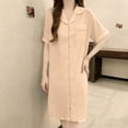 thumbnail image 6 of Meichang Nightgowns for Women Short Sleeve Collar Button Down Sleepshirt Nightdress Boyfriend Sleepwear Mid Length Nightshirt, 6 of 6