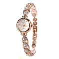 thumbnail image 1 of Reloj de lujo de cristal para mujer, pulsera de acero inoxidable con banda de oro rosa, relojes de vestir elegantes para mujer, reloj femenino, 1 of 5