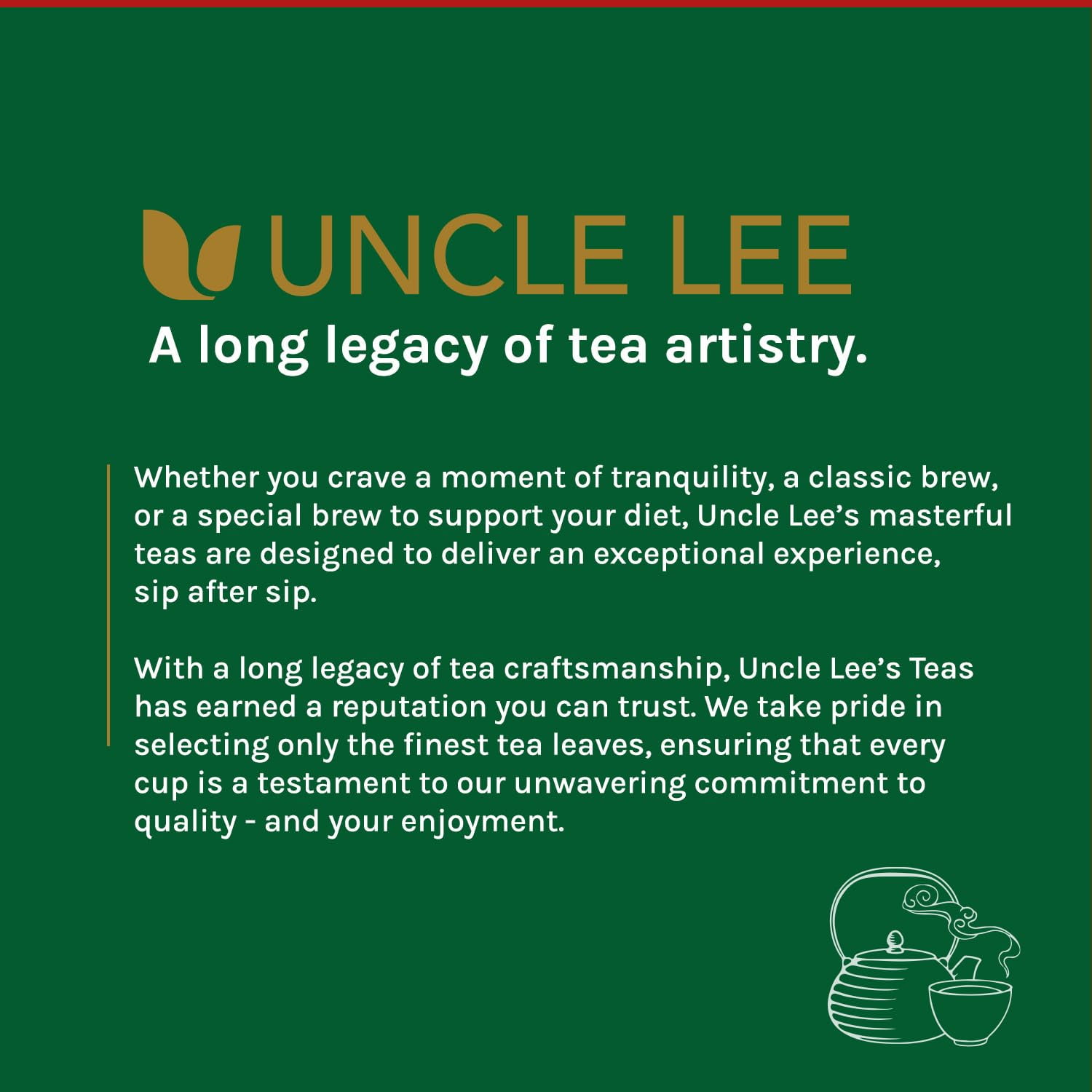 Uncle Lee's Organic Green Tea Bags 4-Pack, 106-Count Super Packs – Bright & Refreshing, Lightly Caffeinated Bulk Tea for Home, Office, Camping