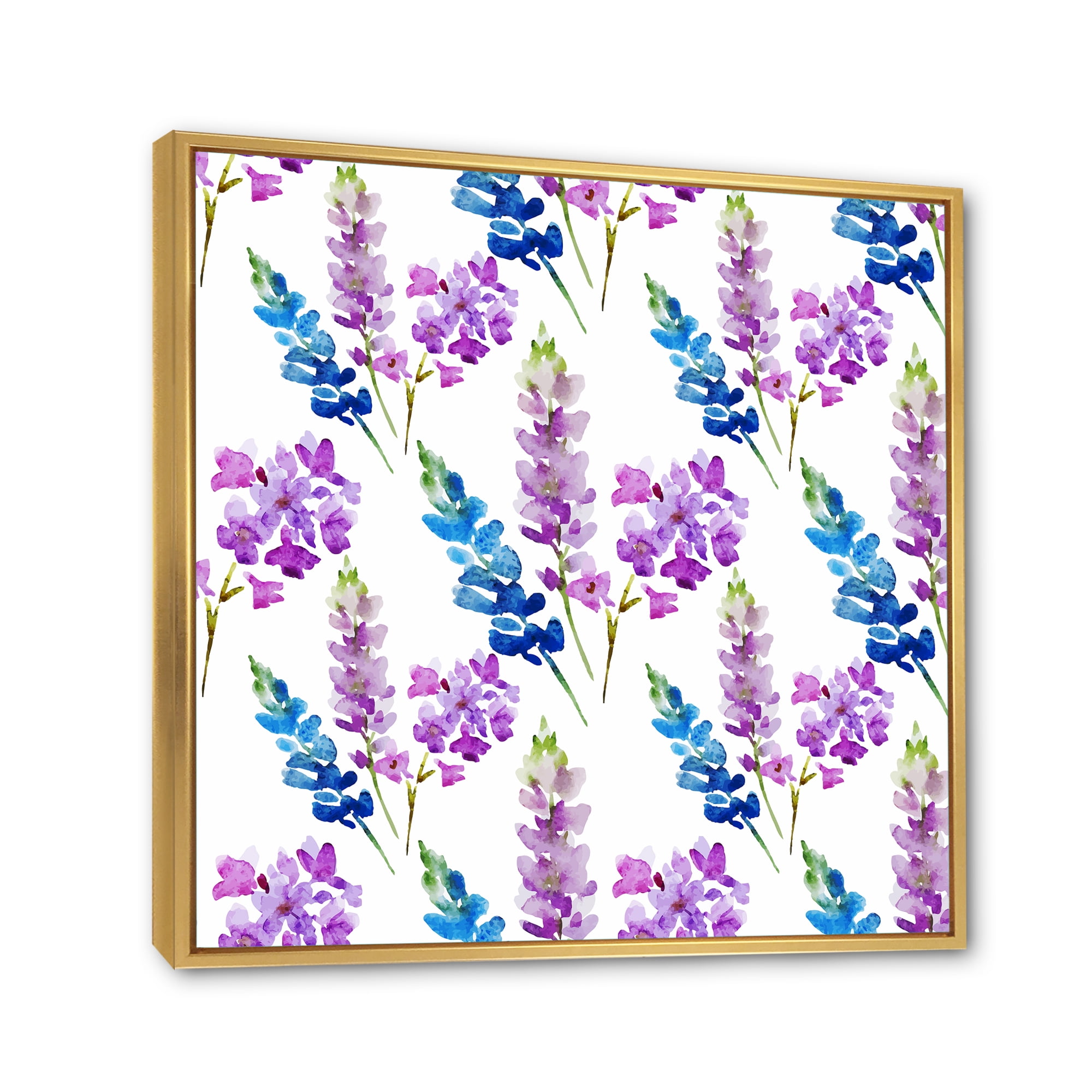 Designart 'Purple and Pink Floral Pattern' Traditional Framed Canvas Wall Art Print