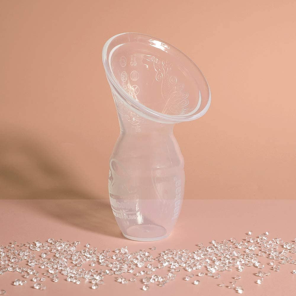 Haakaa Manual Breast Pump with Storage Milk Bottle for Breastfeeding 100% Food Grade Silicone BPA PVC and Phthalate Free (4oz/100ml Pump + 160ml Storage Milk Bottle)