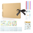 thumbnail image 3 of Photo Albums 80 Black Pages Memory Books A4 Craft Paper DIY Scrapbooking Picture Birthday Childrens Gift,Cowhide Yellow, 3 of 7