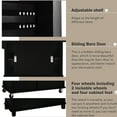 thumbnail image 5 of Kitchen Cart With Black Finish. Drop Counter & Storage. 4 Wheels, 2 Lockable. Sliding Barn Door For Organized Storage Cabinet, Door, Smooth Black, L52.2xw30.5xh36.6 Inch, 5 of 6