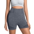 thumbnail image 2 of Women's High Waisted Yoga Shorts, Tummy Control Booty Lifting Workout Shorts, Compression Running Gym Shorts for Women, Athletic Fitness Shorts Grey M, 2 of 9