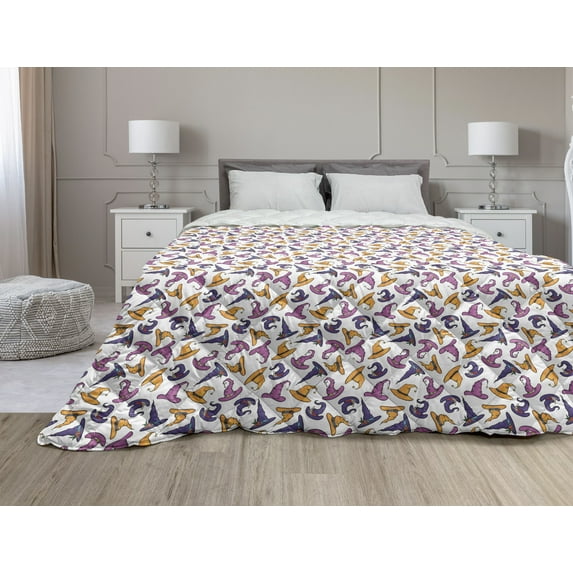 Spring Down Alternative Comforter, Country Style Retro Daisy Flower Petals Meadow Blossoms Chamomile Motif, Microfiber Quilt for All Season, 5 Sizes, White and Vermilion, by Ambesonne