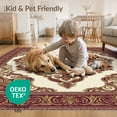 thumbnail image 4 of ODIKA 8'x10' Washable Area Rug Durable, Non-Slip Bedside Traditional Way Burgundy Cream Styling Vintage Hallways for Living Room, Under Sectional, Family, 4 of 7