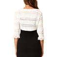 thumbnail image 3 of INSPIRE CHIC Women's Lace Elegant Crop Cardigan 3/4 Sleeve Ruffle Sheer Bolero Shrug White L, 3 of 6