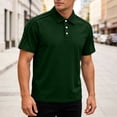 thumbnail image 2 of Yifymode Polo Shirts for Men Dry Fit Golf Polos Pleated Short Sleeve Button Up Shirt Plus Size Summer Cotton Athletic Tshirts,Dark Green M, 2 of 7