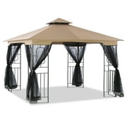 Outdoor Leisure Products Fabric Roof Metal Gazebo Measuring 10 Feet by 10 Feet