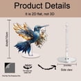 thumbnail image 2 of Rotating acrylic ornament featuring a stunning blue and gold hummingbird with intricate stained glass details on a white background, designed for elegance, 2 of 7