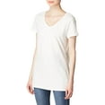 thumbnail image 2 of Hanes Womens Slub Jersey Shirred V-Neck, S, White, 2 of 2