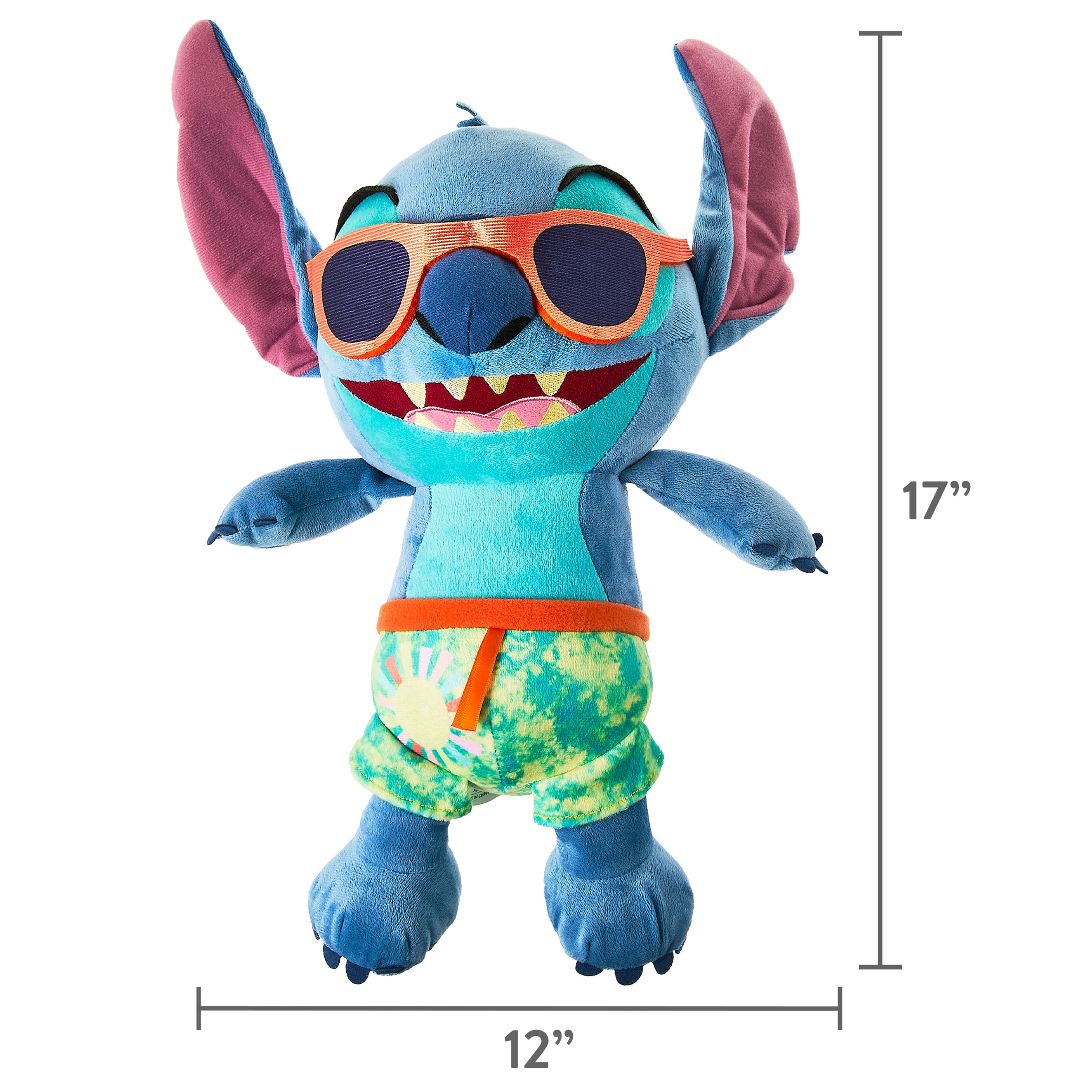 Disney Street Beach Large Plush Stitch, 17-Inch Stuffed Animal, Alien, Disney's Lilo and Stitch, Kids Toys for Ages 2 up