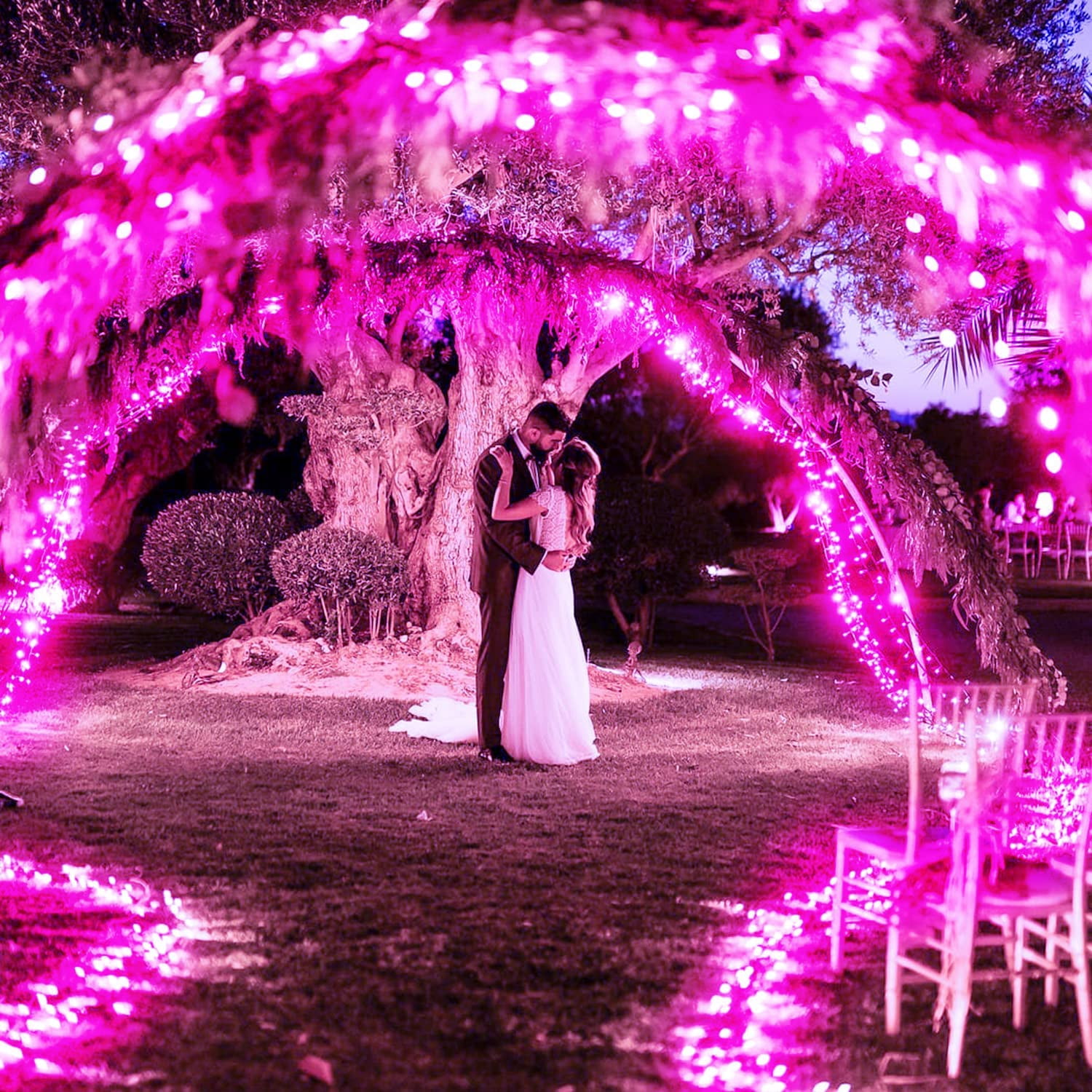 JMEXSUSS Connectable 100 LED Pink Valentine Lights, 33ft 8 Modes Valentine Room Lights Clear Wire, Plug in Pink Christmas String Light Indoor Outdoor for Christmas Bedroom Valentines Party
