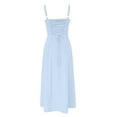 thumbnail image 4 of OSOLU Solid Color Women Casual Dress V-Neck Low Cut Back Tie Detail Comfortable Everyday Wear Spring Summer Fall Dresses Cute Sundress Dresses For Women 2025 Elegant Classy, 4 of 5
