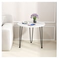 thumbnail image 3 of Round Coffee Table, 23.5'' Marble Top, Metal Tripod Legs, Small Accent Table for Living Room, Bedroom, Modern Side Table - White/Black, 3 of 8