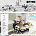 thumbnail image 6 of Vesteel 2-Tier Dish Drying Rack, Stainless Steel Dish Rack with Drainboard for Kitchen Counter, Rustproof Dish Drainer for Sink, Space Saving, 6 of 8