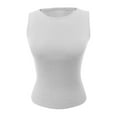 thumbnail image 5 of GA WEIHUA Women's High Neck Tank Top Slim Knit Basic Summer Tops Going Out T Shirts Casual Ribbed Knit Tops 2025 Fashion Sleeveless Cami Shirts(White,S)Clearance Sales, 5 of 6
