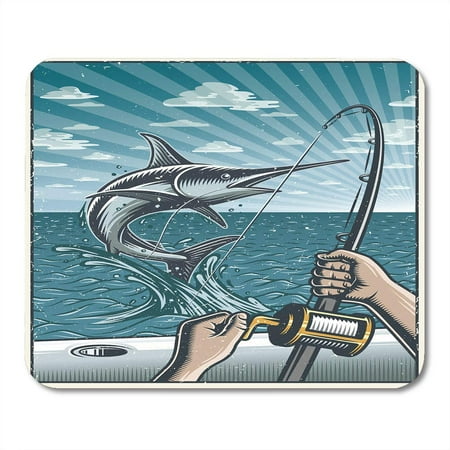SIDONKU Vintage Deep Sea Fishing Hands Holding Rod Catching Swordfish in The Open Boat Layered Separate Mousepad Mouse Pad Mouse Mat 9x10