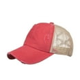 thumbnail image 4 of Fgnfyis Distressed Baseball Cap Unstructured Adjustable Snapback Washed Denim Ponytail Hat with Breathable Mesh Watermelon Red One Size, 4 of 4