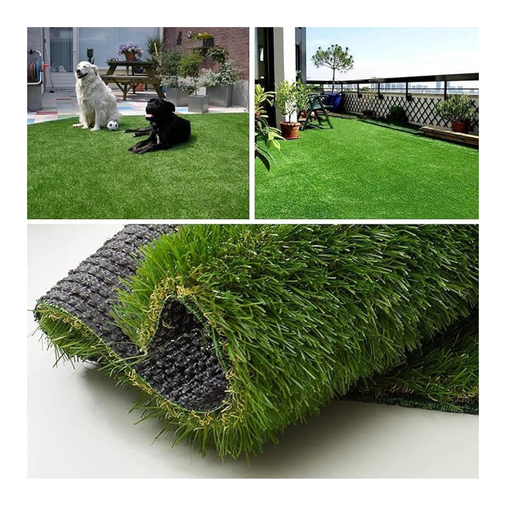Artificial Grass Turf Rug 2FTX10FT Indoor Outdoor, 1.38" Pile Height Realistic Fake Grass with Drain Holes Astro Turf for Patio Garden Lawn Landscape Balcony