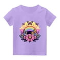 thumbnail image 7 of Virmaxy (3-15y) Boys Girls Opening Season Trendy Tops Kids Letter Printing T-Shirt Spring Summer Short-Sleeved Round Neck Pullover Bottoming Shirt Purple-4 4 Years, 7 of 7