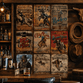 thumbnail image 5 of 9PCS Vintage Western Cowboy Tin Sign Set, Retro Metal Wall Decor with Cowboy Hunting Artwork, Rustic Western Plaques for Bar, Garage, Man Cave, Shop, Home Wall Decoration, 8 x 12 Inch, 5 of 6
