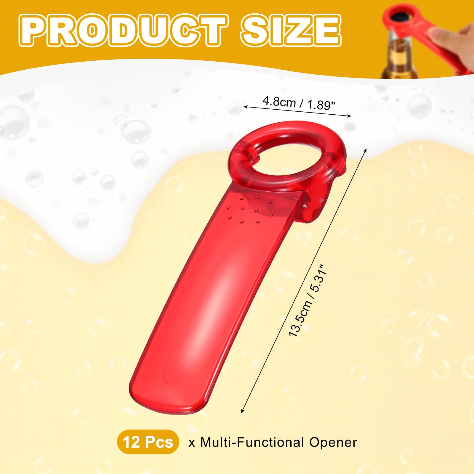 Uxcell 12 Pcs Jar Key Lid Opener, Plastic Jar Lid Opener Easy Grip Multifunctional Durable Can Open Tool for Elderly Seniors Women Weak Hands Easy-use by Anyone, Transparent Red