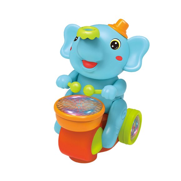 TIELUTT Musical Walking Elephant Drummer Toy LED Musical Elephant Lighting Up Singing Toy Children's Fraction Animal Bottle Flipping Shirt Building for Kids Ages 3-5 Beehive Game Kids Wooden