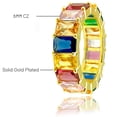 thumbnail image 3 of ORENTINI 18K Gold Plated Eternity Rainbow Ring Band For Women with Multi-Color Emerald Cut Cubic Zirconia Gemstones Wedding Band Engagement Anniversary, 3 of 5
