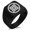 Black, variant on Stainless Steel So Samurai Crest Geometric Pattern Biker Style Polished Ring