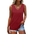 thumbnail image 2 of Fanxing Wine Summer Women V Neck Tank Tops Xl Loose Fit Casual Sleeveless Shirts Fashion 2025 （Women's S-2XL), 2 of 8
