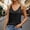 Black, variant on Women's Casual Solid Color V-Neck Sleeveless Double Tank Top for Everyday and Wear Beige XL